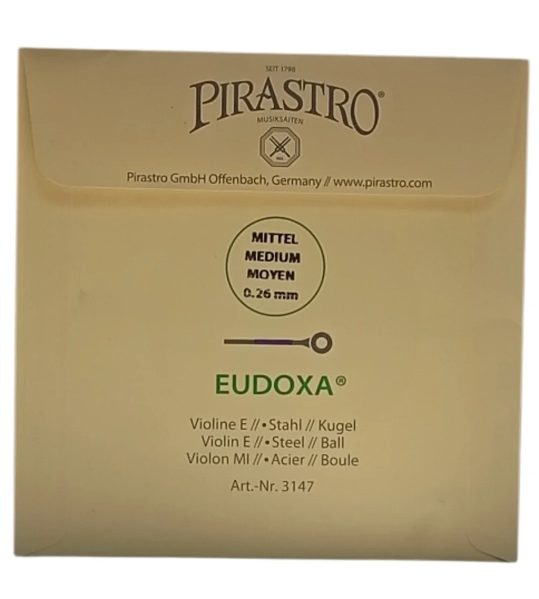 Cuerda MI/bolita p. violín, Pirastro Eudoxa, acero