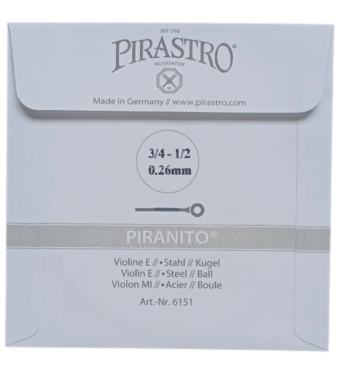 Cuerda MI p. violín 3/4-1/2, Piranito