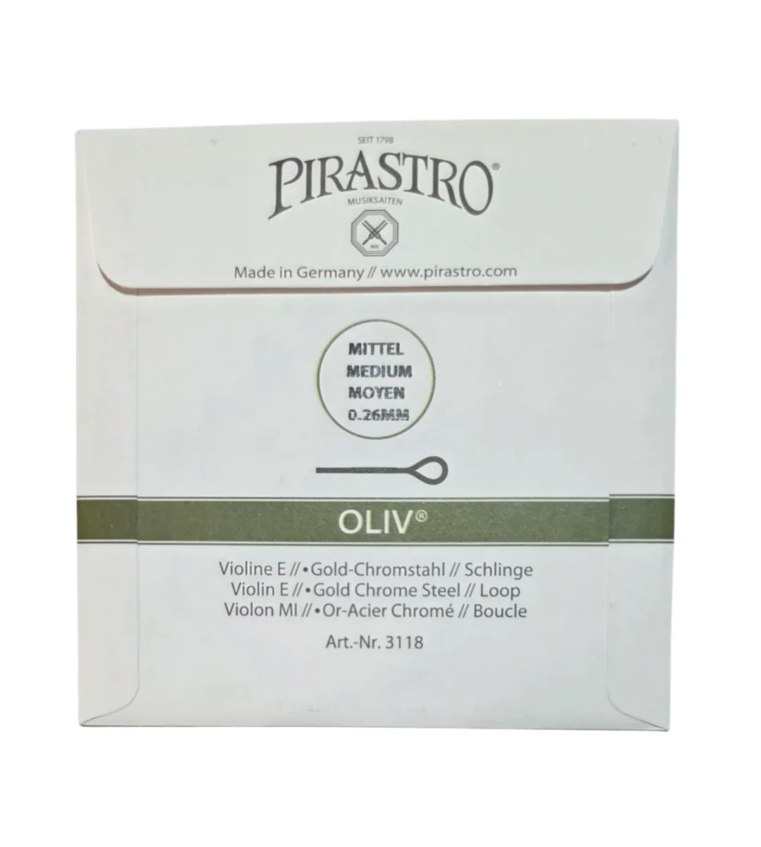 Cuerda MI con ojillo p. violín, Pirastro Oliv