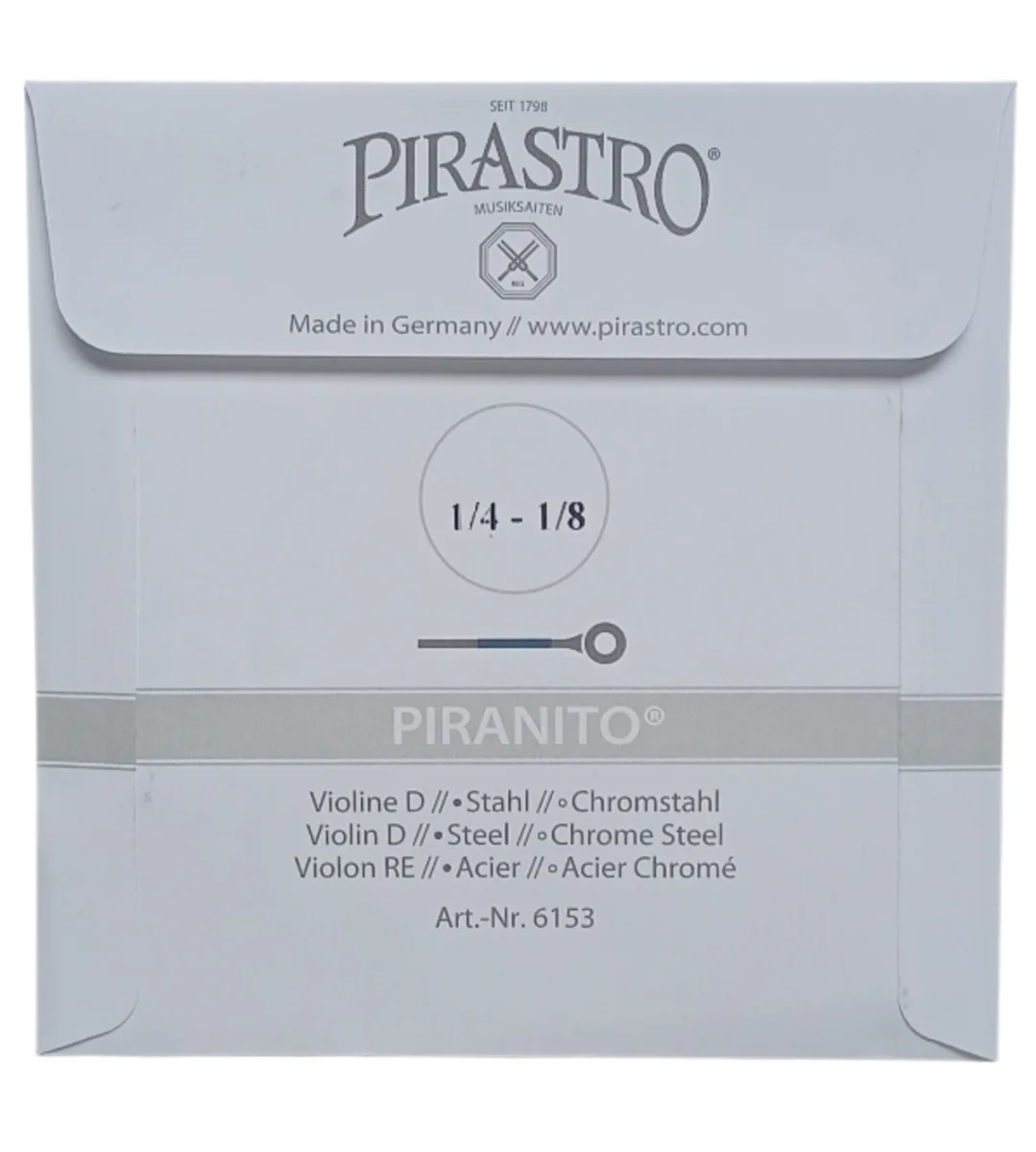 Cuerda RE p. violín 1/4-1/8, Piranito
