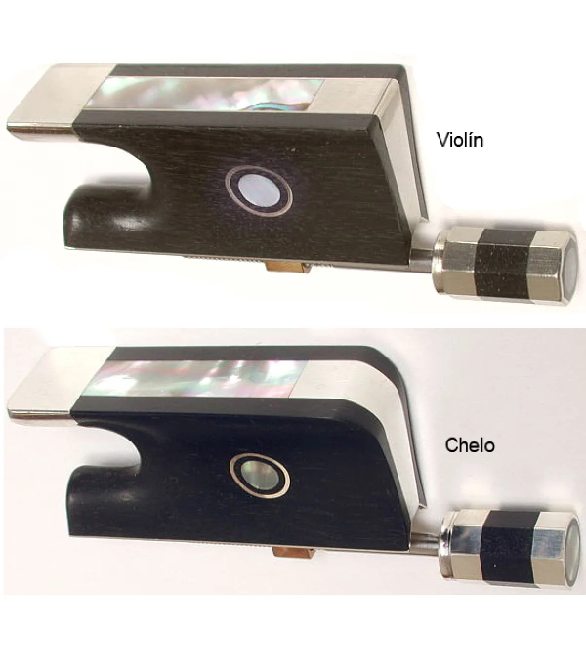 Talón de ébano montado en plata p. viola