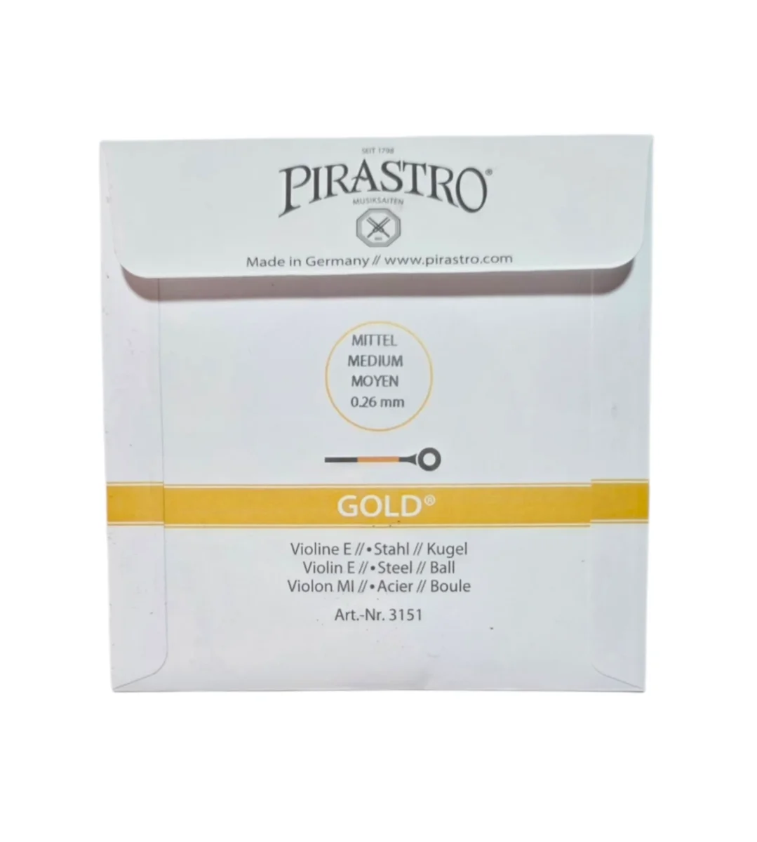 Cuerda MI/bolita p. violín, Pirastro Gold